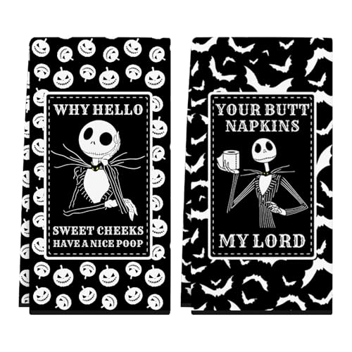 Cheroloven Halloween Poop Bathroom Hand Towels 2 Pack - Nightmare Christmas Kitchen Decor