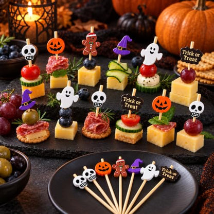 Halloween Skull & Themed Cocktail Picks - 150 Pcs Food & Drink Toothpicks