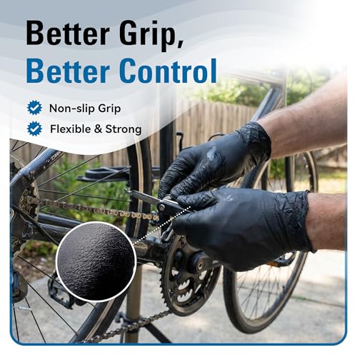 SWIFTLITE Nitrile Gloves Disposable Latex Free, 4 Mil Black Food Grade Powder Free Rubber Gloves for BBQ, Cooking, Cleaning (100, Small)