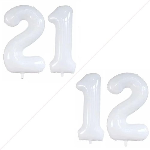 GOER Jumbo 12 & 21 Balloons - 42 Inch Foil Helium Birthday Decorations | Sweet 12 & 21st Party Decor