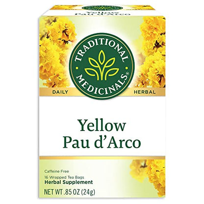 Traditional Medicinals Yellow Pau d’Arco Herbal Tea, Contributes to a Healthy You, (Pack of 2) - 32 Tea Bags Total