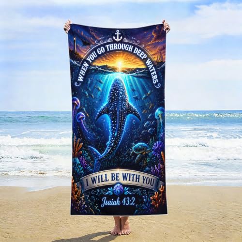 Whale Shark Ocean Beach Towel - Large 36x72 Inch Absorbent Quick-Dry Microfiber