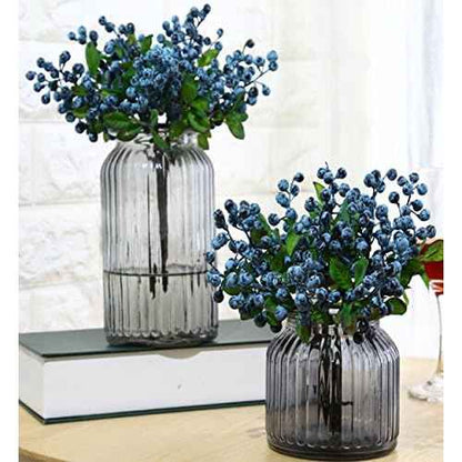 Fake Artificial Flowers California Berries Branches Picks Blueberry Fruit for Christmas Home Hotel Decorations (Blue 10 Pack)