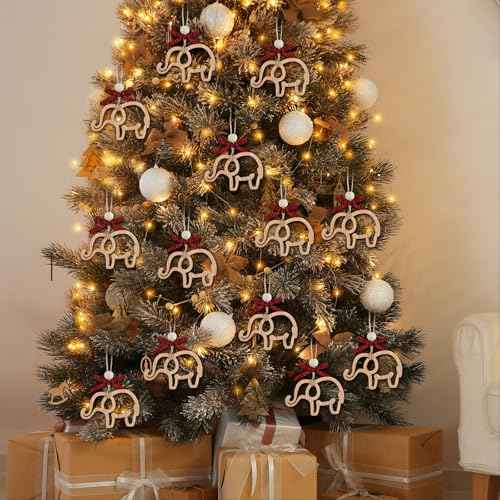 Thyle 24 Set Friendship Elephant Ornaments Wooden Sisterhood Elephant Decor for Women with 24 Cards 24 Burlap Bags Thank You for Being in My Circle for Best Friend Christmas Birthday Gift(Rustic)