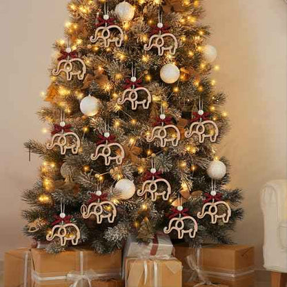 Thyle 24 Set Friendship Elephant Ornaments Wooden Sisterhood Elephant Decor for Women with 24 Cards 24 Burlap Bags Thank You for Being in My Circle for Best Friend Christmas Birthday Gift(Rustic)