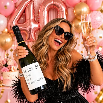 Champagne Bottle Sticker 4.25 x 3.25 Inches Funny 40th Birthday Gift for Men Women - Variation of THIS listing
