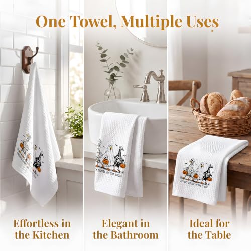 Halloween Kitchen Towels - Halloween Goose Decorative Cotton Hand Towels