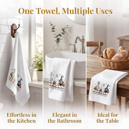 Halloween Kitchen Towels - Halloween Goose Decorative Cotton Hand Towels