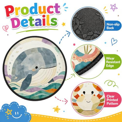 12Pcs Classroom Carpet Seats - Marine Animals Round Floor Mats for Kids