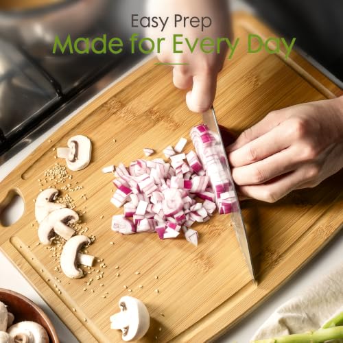 Large Bamboo Cutting Board for Kitchen - Natural Finish, 16 x 12 Inches