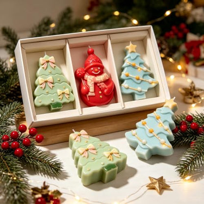 Christmas Snowman & Green Christmas Tree Silicone Molds for DIY Crafts