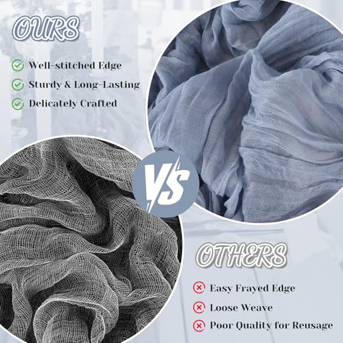 Dusty Blue Cheesecloth Table Runner 120 Inch for Home Decor - 2 Pack