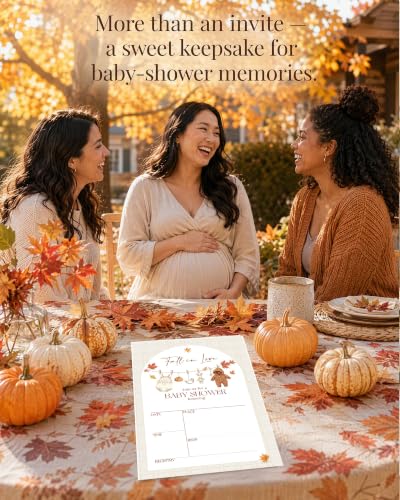 Fall Baby Shower Invitations with Envelopes - Autumn Teddy Design, 25 Pack