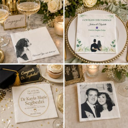 Personalized Cocktail Napkins - Custom Logo & Text Bulk Pack for Party Wedding