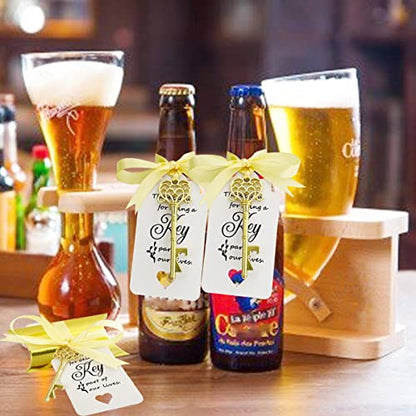 Gold Skeleton Key Bottle Opener Party Favors for Wedding Guests - 100 PCS