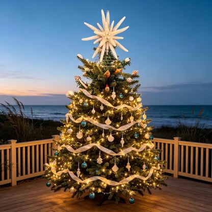 Natural Starfish Christmas Tree Topper 10 Inch Coastal Nautical Decor