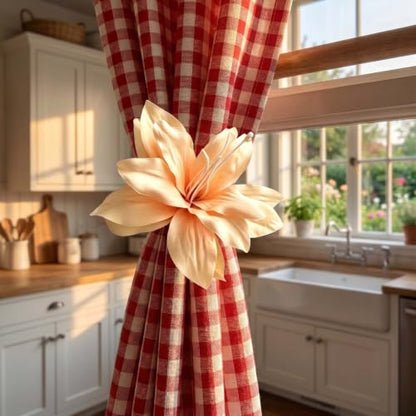 2Pcs White Bow Curtain Tiebacks Lace Ribbon Decorative Holdbacks for Bedroom
