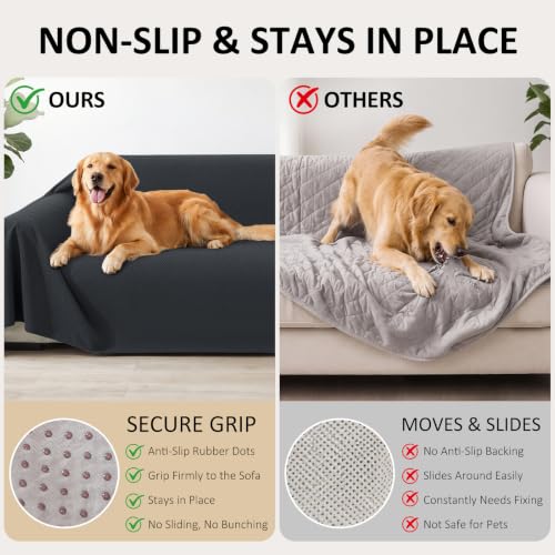 Waterproof Couch Cover for Dogs - Dark Gray, 78 x 91 Inches, Scratch Resistant