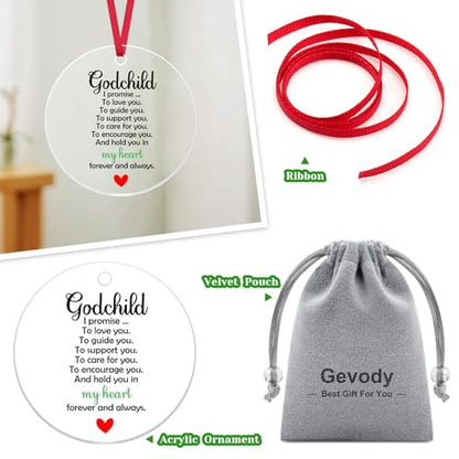 Christmas Holiday Ornament for Godchild from Godmother or Godfather Acrylic Hanging Decor