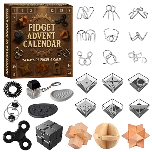 Puzzle Advent Calendar 2026 - Wooden & Metal Brain Teasers for Christmas Gift