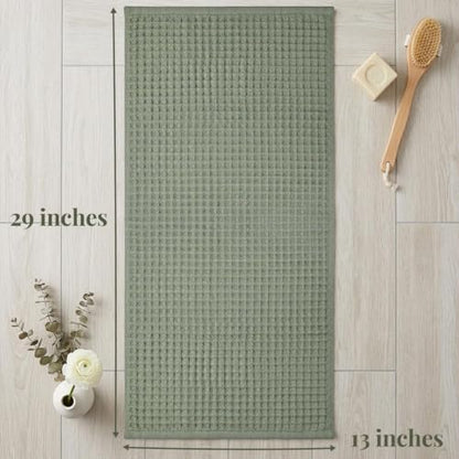 Sage Green Waffle Hand Towels - Cotton, Quick Dry & Low Lint, 2 Pack