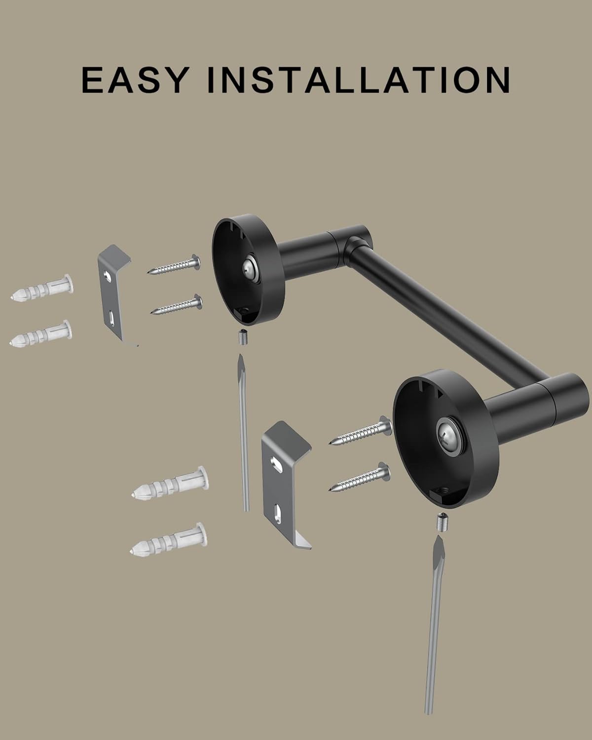 Skiennix Matte Black Toilet Paper Holder - Double Post Pivoting Design | Durable Stainless Steel & Zinc Alloy