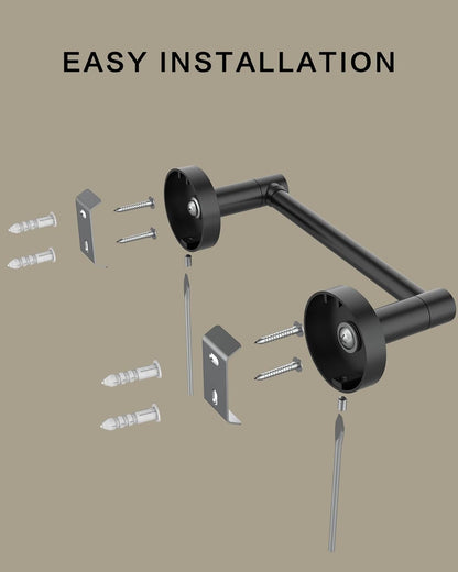 Skiennix Matte Black Toilet Paper Holder - Double Post Pivoting Design | Durable Stainless Steel & Zinc Alloy
