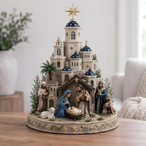 Lighted Nativity Scene Church Tower - Christmas Tabletop Decor - 1PC