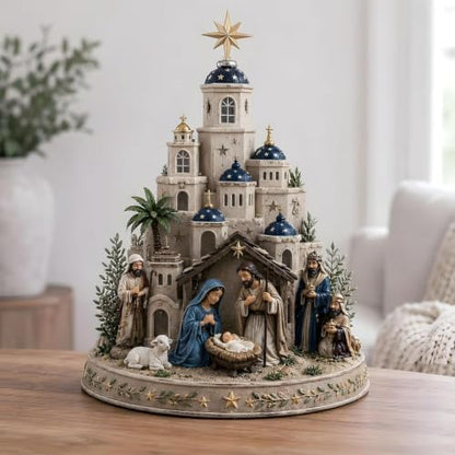 Lighted Nativity Scene Church Tower - Christmas Tabletop Decor - 1PC
