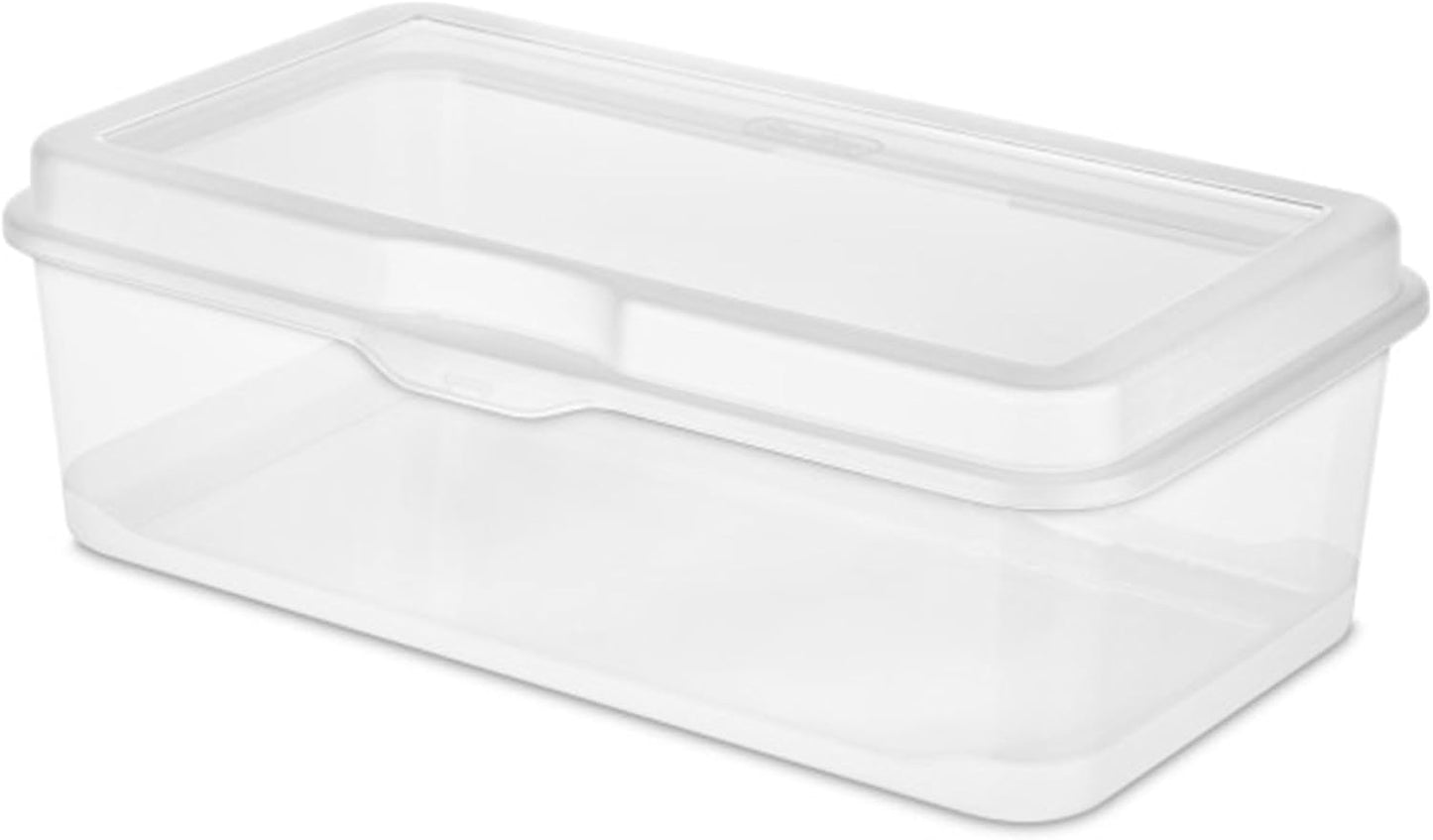 Sterilite 6-Pack Rectangular Clear Plastic Storage Boxes - Stackable Flip-Top Organizers for Crafts, Photos & More