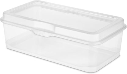 Sterilite 6-Pack Rectangular Clear Plastic Storage Boxes - Stackable Flip-Top Organizers for Crafts, Photos & More