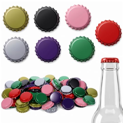 105 Pcs Beer Bottle Caps with Sealing Gasket - Colorful Crown Caps for Homebrewing & Crafts