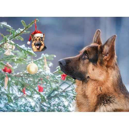 D24TIME German Shepherd Christmas Ornament - Acrylic German Shepherd Ornament for Christmas Tree Decorations Xmas Gifts for Kids Women Dog Lovers Car Home Office Hanging Decor