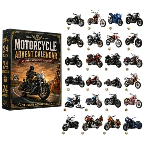 2D Motorcycle Advent Calendar with 24 Acrylic Miniatures - Motorcycle Variation