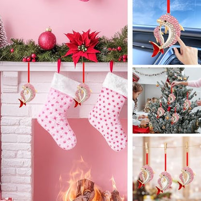 Dolphin Christmas Ornament Pink - Coastal Sea Ocean Beach Nautical Decorations