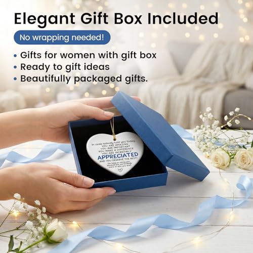 3-Inch Ceramic Heart Ornament - Appreciation Gift with Gift Box