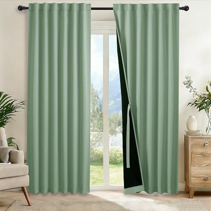 Blackout Curtains for Bedroom Sage Green 52x84 Inch - Pack of 2, Room Darkening