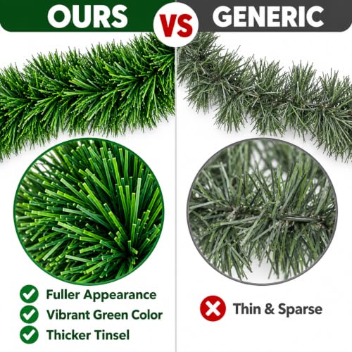 50 Ft Artificial Christmas Garland for Indoor & Outdoor Holiday Decor - Greenery Wreath
