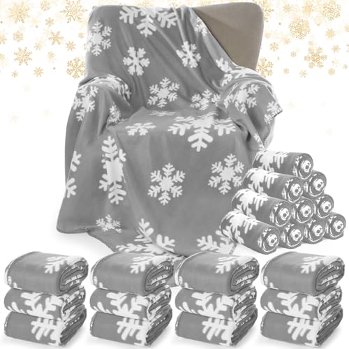 24 Pack Christmas Snowflake Throw Blankets - Gray, 50x60 Inches
