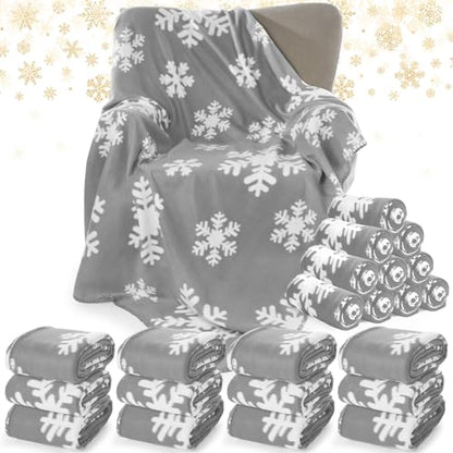 24 Pack Christmas Snowflake Throw Blankets - Gray, 50x60 Inches