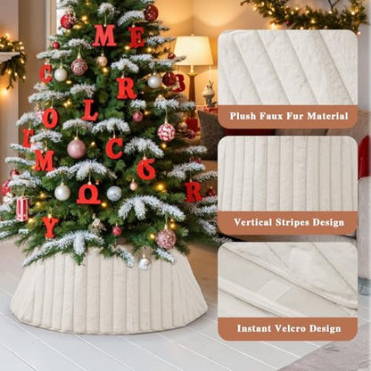 Christmas Tree Collar Plush 30 Inch White Tree Stand Cover Xmas Decor