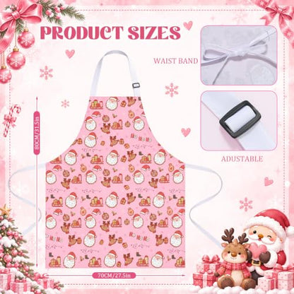 Christmas Apron Bulk Pack for Adults - Cute Pink Style, 12 Pieces