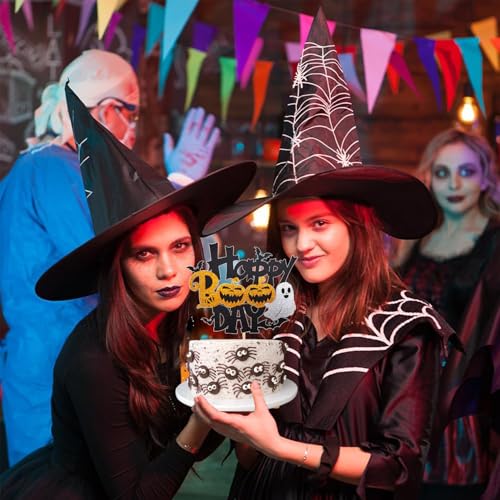 Halloween Cake Topper Black Glitter Boo Day with Castle Witch Pumpkin Ghost Bat - Color 3