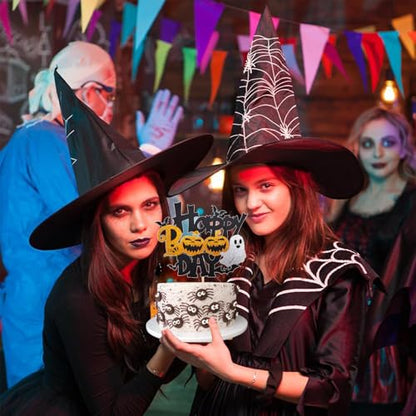 Halloween Cake Topper Black Glitter Boo Day with Castle Witch Pumpkin Ghost Bat - Color 3