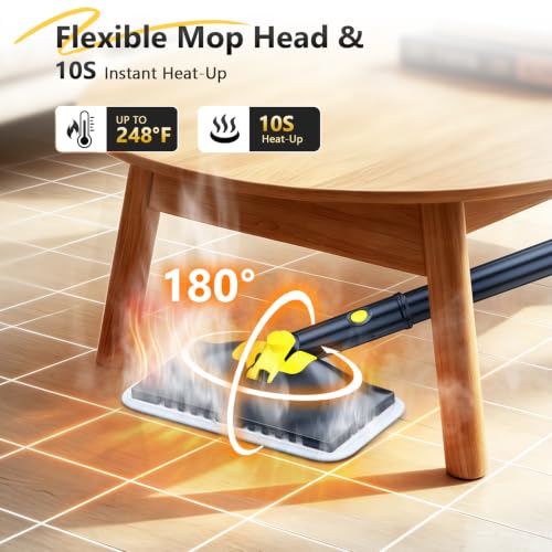 10-in-1 Steam Mop with Detachable Handheld Cleaner - Warm Gray & Yellow