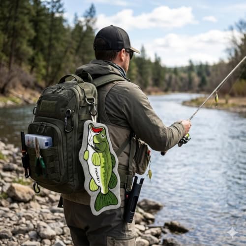 Fish-Shaped Fishing Towel with Embroidery and Carabiner for Anglers
