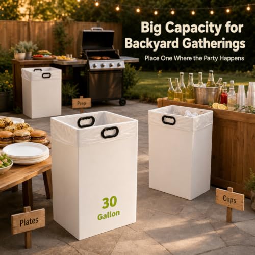 Large 30-Gallon Collapsible Trash Can for Parties & Events - Recyclable Cardboard