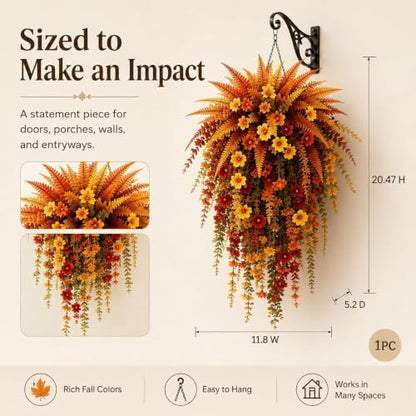 Artificial Fall Harvest Hanging Flowers Decor - Orange, Outdoor & Indoor