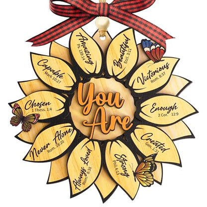 Sunflower Faith Christmas Ornament 2025 - Religious Gift for Women, Bible Verse Decoration with Variation You Are Sunflower