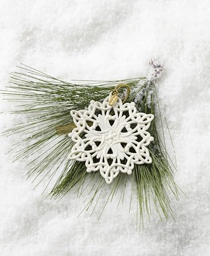 Lenox Snow Fantasies Snowflake Ornament - 2026 Gold Charm, Porcelain Holiday Decor - Variation of Snowflake